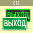 Знак E22 «Указатель выхода» (фотолюм. пластик ГОСТ, 200х100 мм)